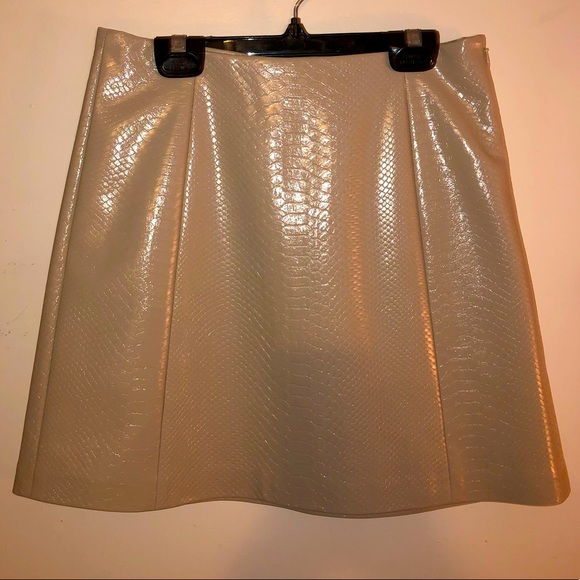 Babaton Faux Leather Snake Skin Skirt in cream color Beige. Only worn once. - Picture 1 of 4